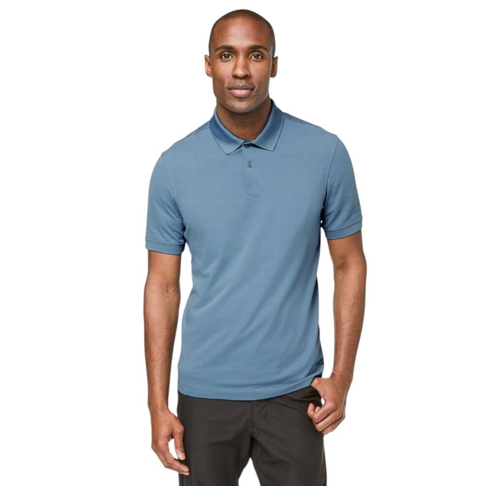 Lululemon Men's Tech Pique Polo Shirt Short Sleeve Utility Blue XXL
